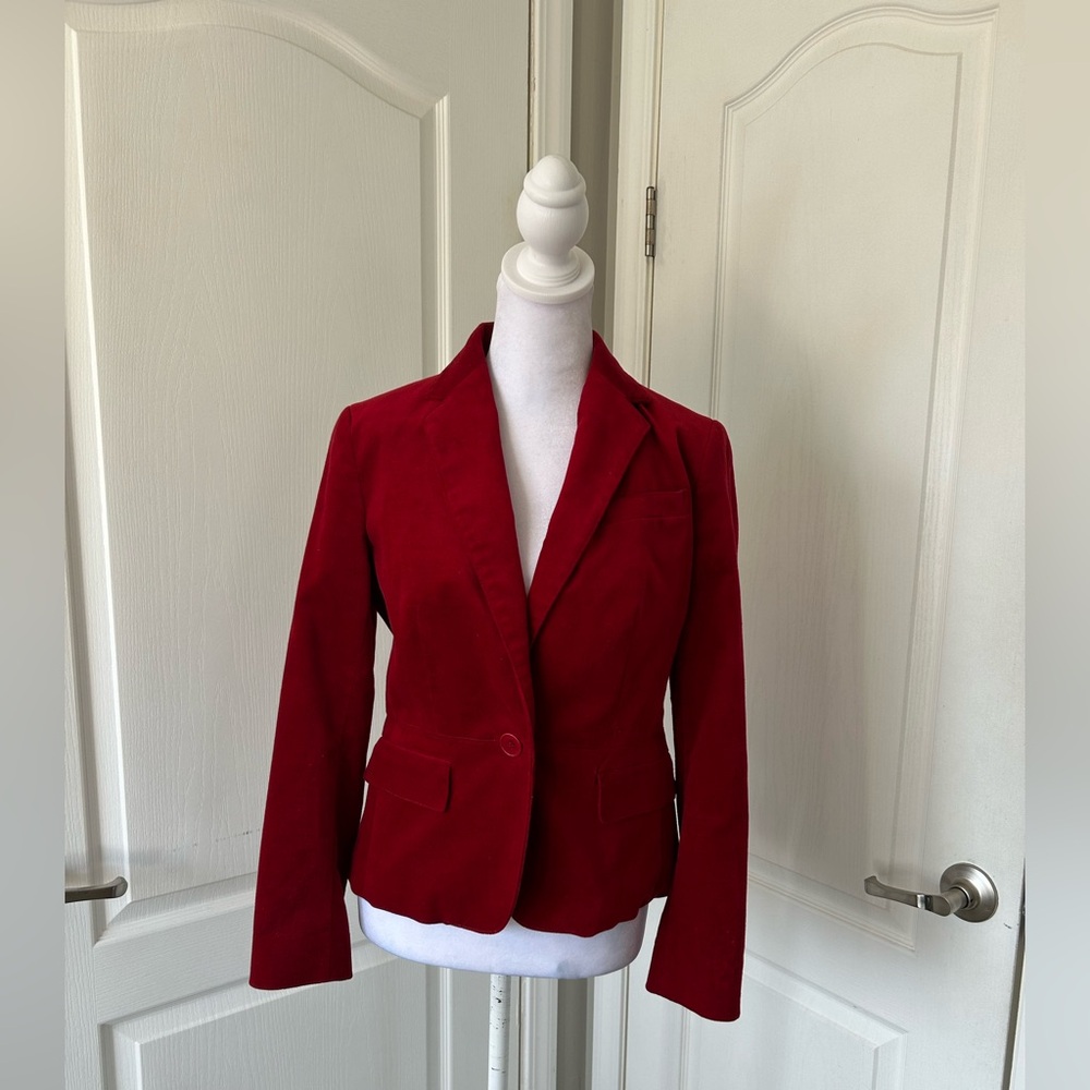 Y2K Velvet rusty red Power Blazer Tailored Fit VTG style Talbots Size 6 Petite. - Picture 7 of 8